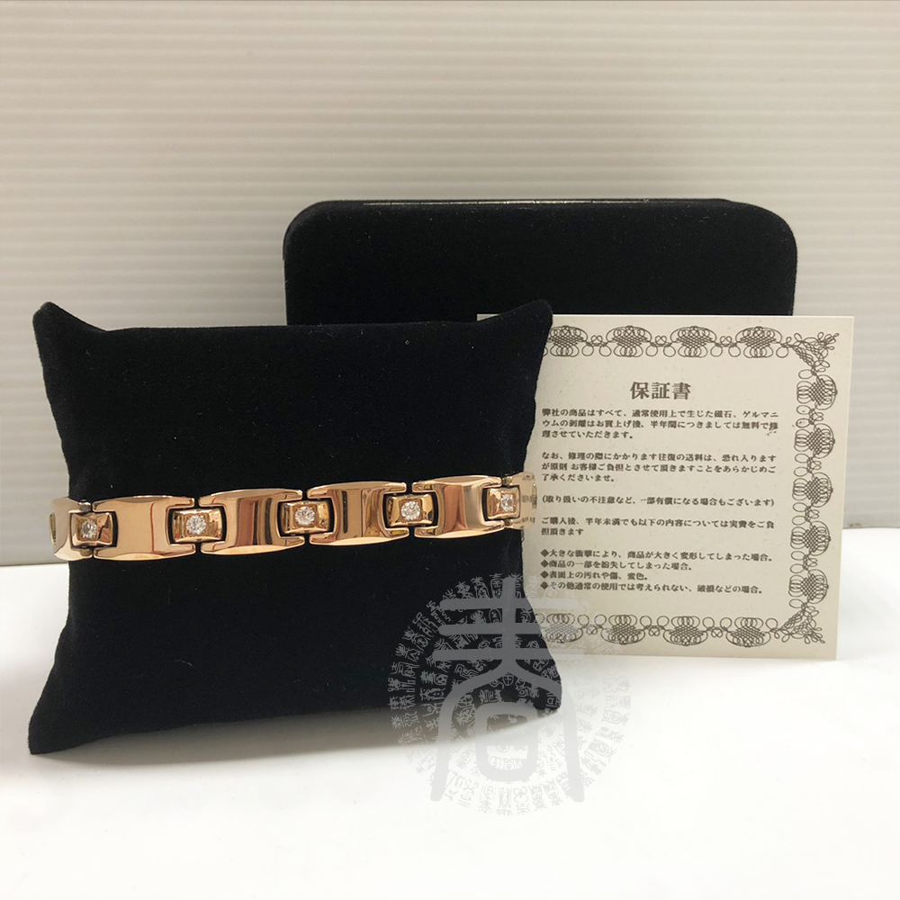 【KOTO】KENTA 豪華鑲鑽鍺磁石健康鎢鋼手鍊1入