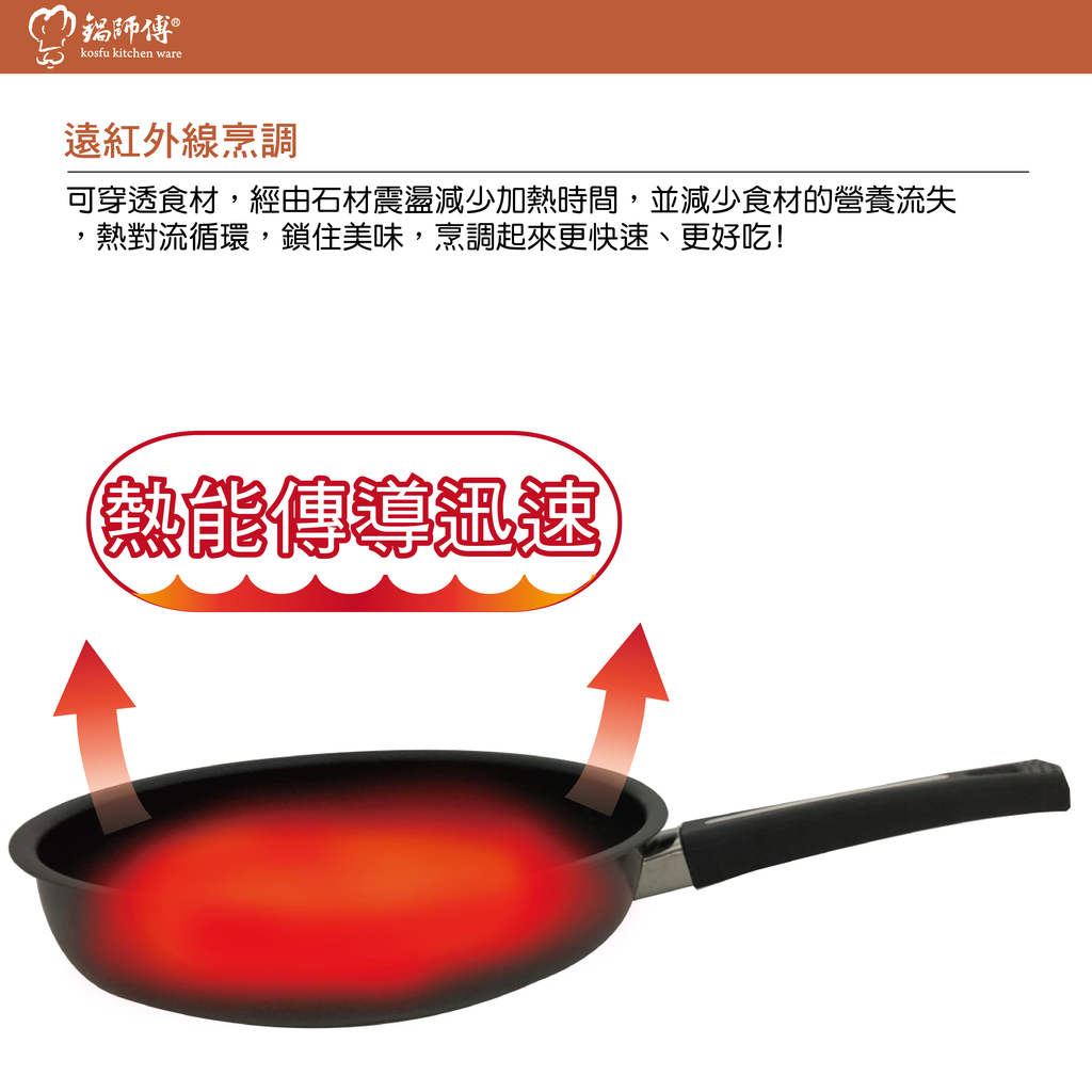 【鍋師傅】遠紅外線不沾備長炭平底炒鍋28cm(贈備長炭1支)