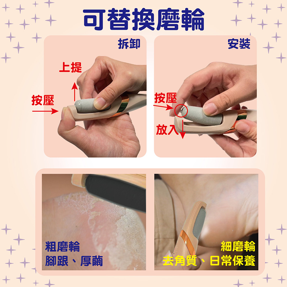 【鉑麗星】電動滾輪去硬皮機 磨腳皮機 1組附USB線 美腳美腿法寶