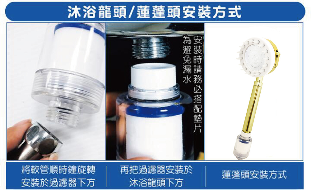 WH-858蓮蓬頭 【水摩爾】水抓龍SPA按摩刷過濾蓮蓬頭(含除氯過濾器)